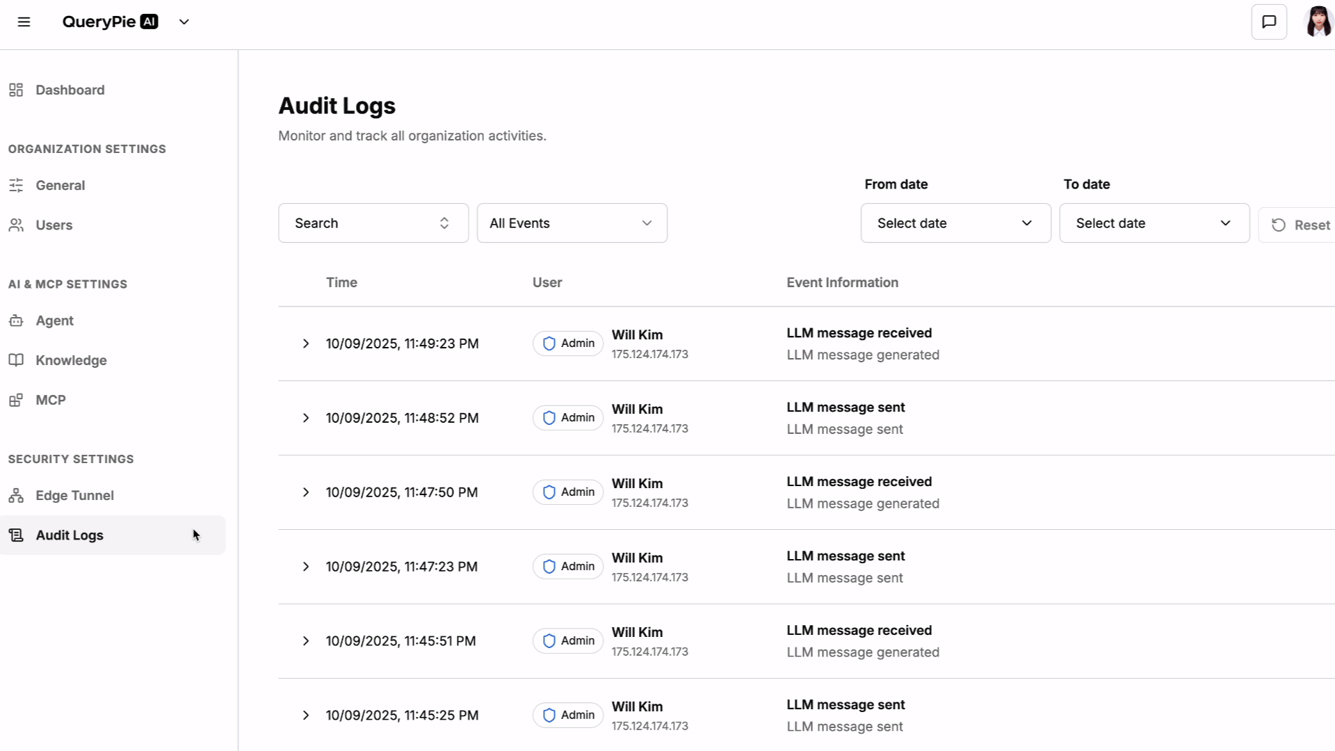 Audit logging preview