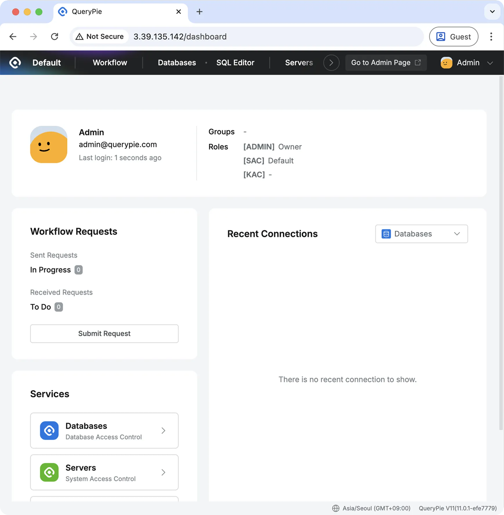 Welcome to the initial login screen.